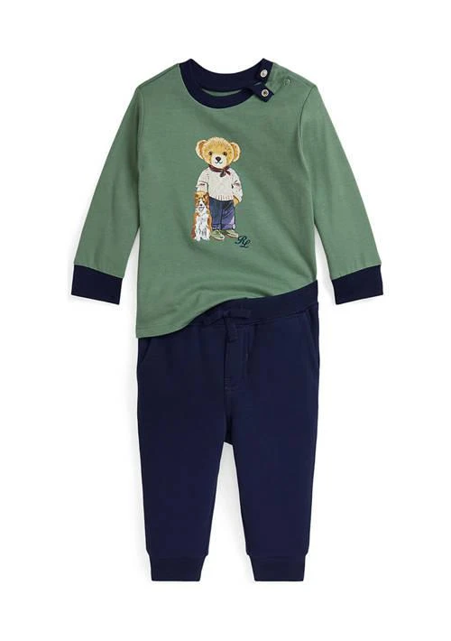 商品Ralph Lauren|Lauren Childrenswear Baby Boys Polo Bear Jersey T Shirt Fleece Pants Set,价格¥521,第1张图片