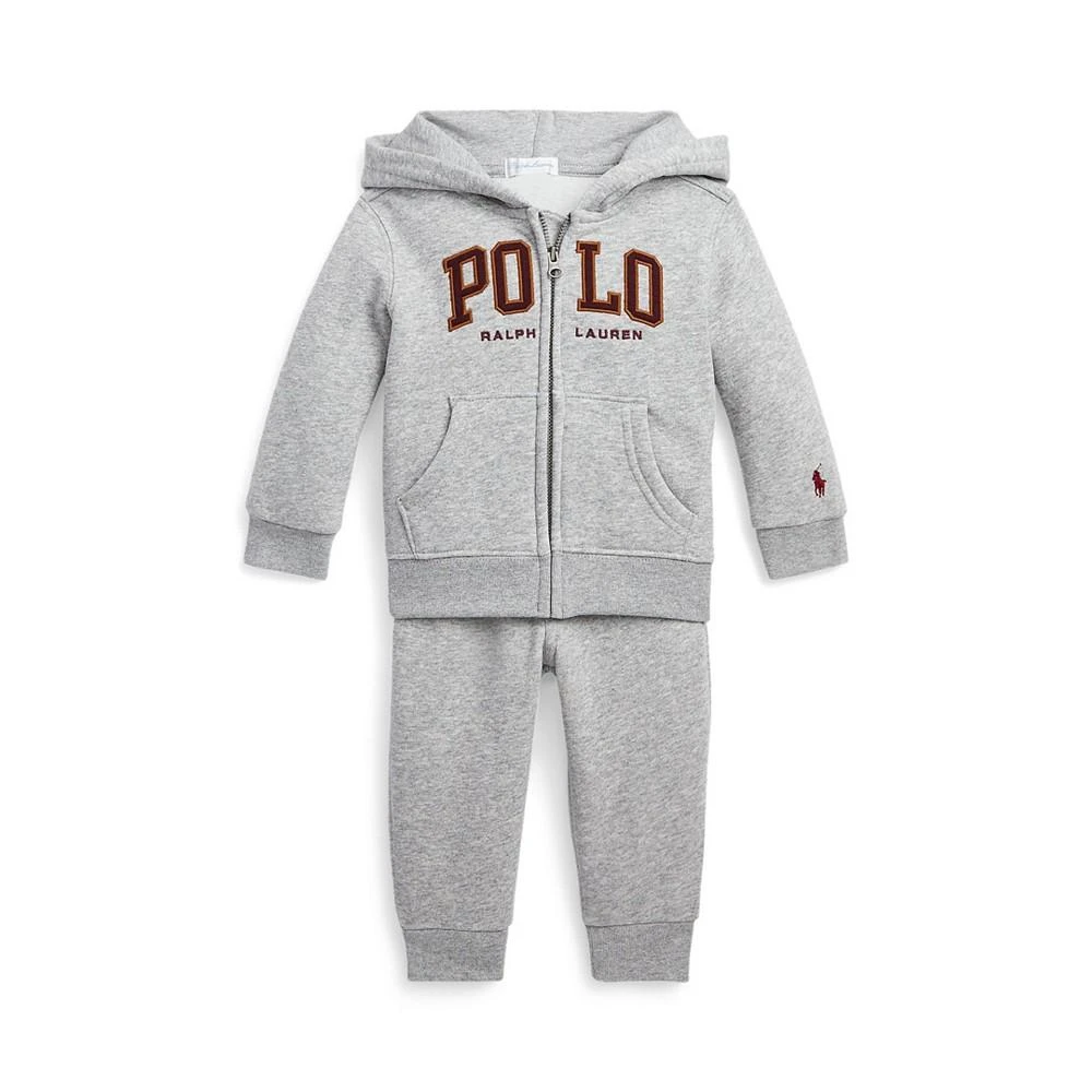 商品Ralph Lauren|Baby Boys Logo Fleece Full-Zip Hoodie and Pants Set,价格¥334,第1张图片