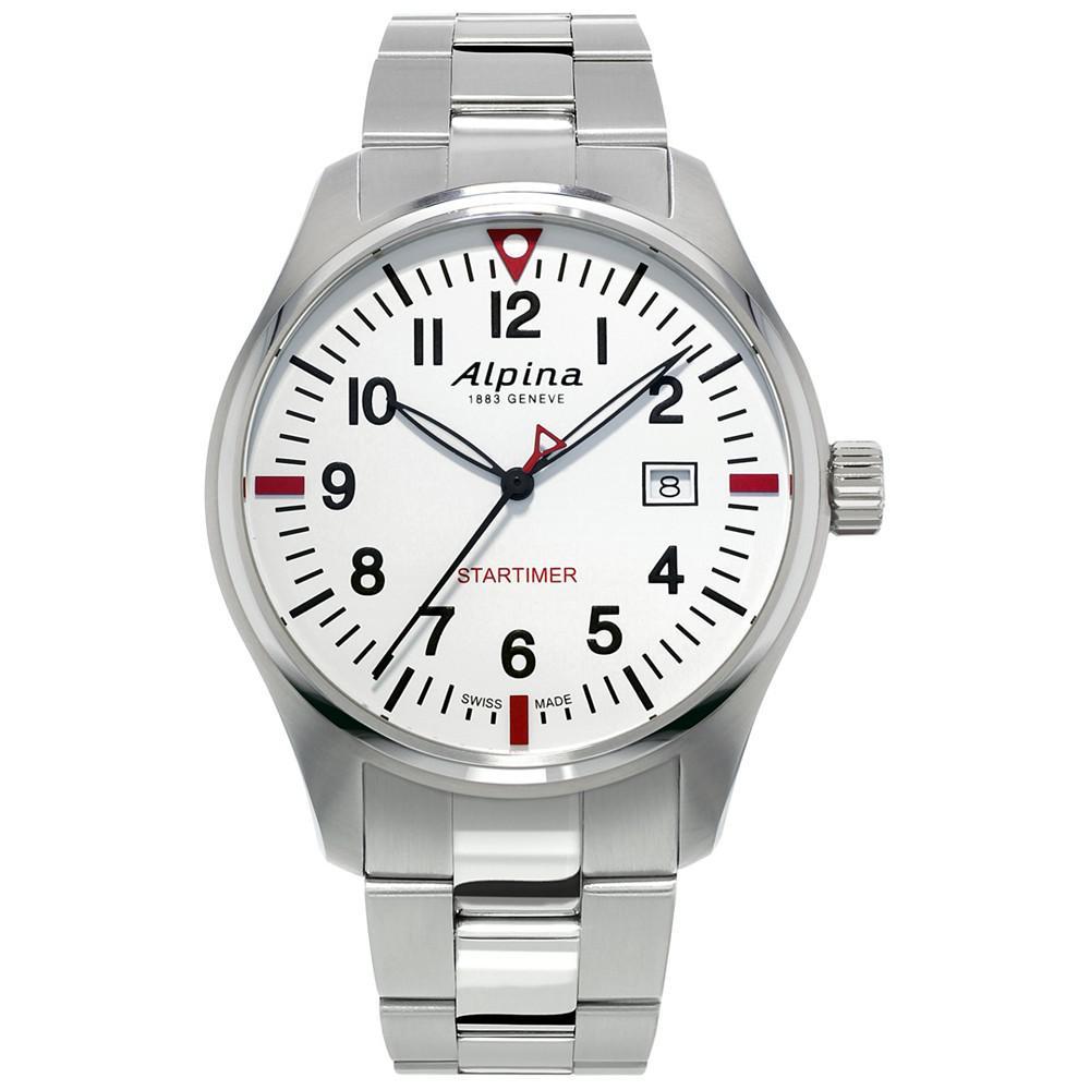 商品Alpina|Men's Swiss Startimer Pilot Stainless Steel Bracelet Watch 42mm,价格¥5829,第1张图片
