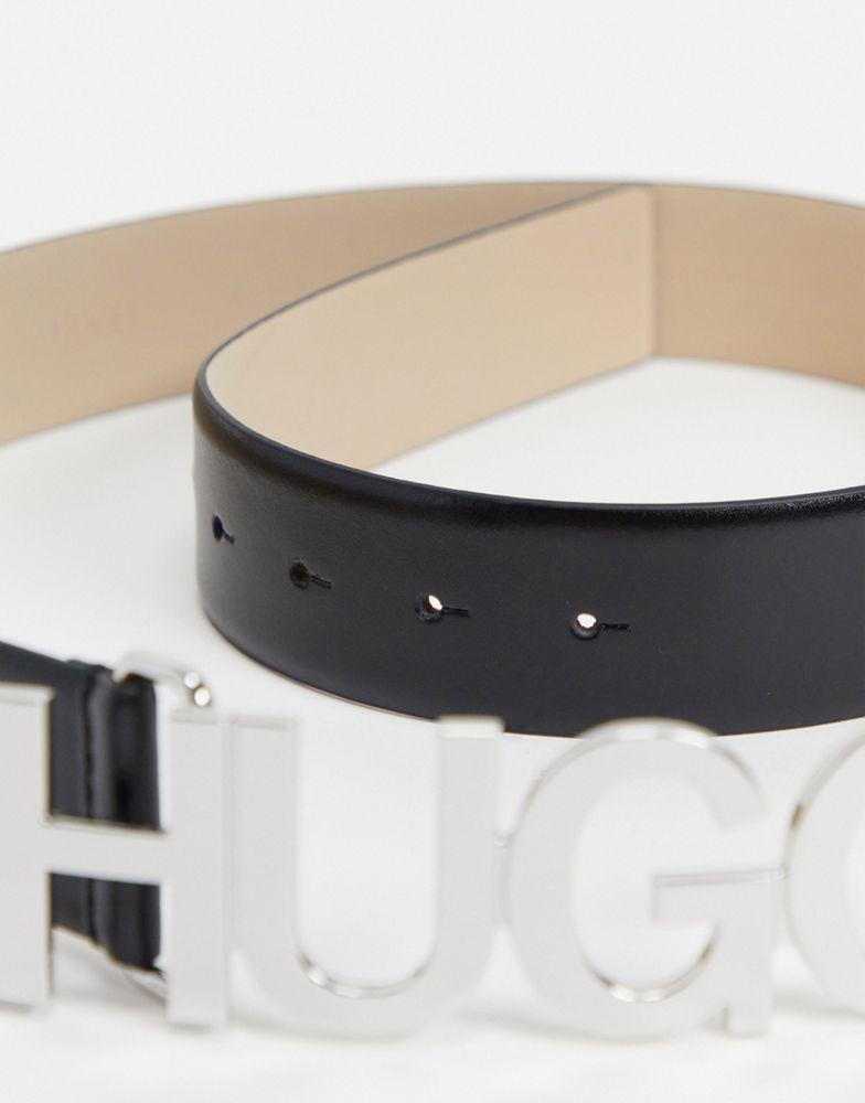 商品Hugo Boss|HUGO Zula leather logo belt in black,价格¥737,第5张图片详细描述
