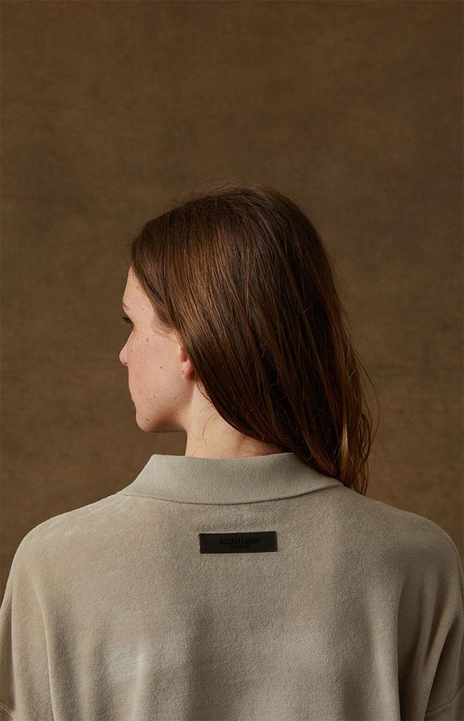 Women's Smoke Velour Long Sleeve Polo Sweatshirt商品第5张图片规格展示