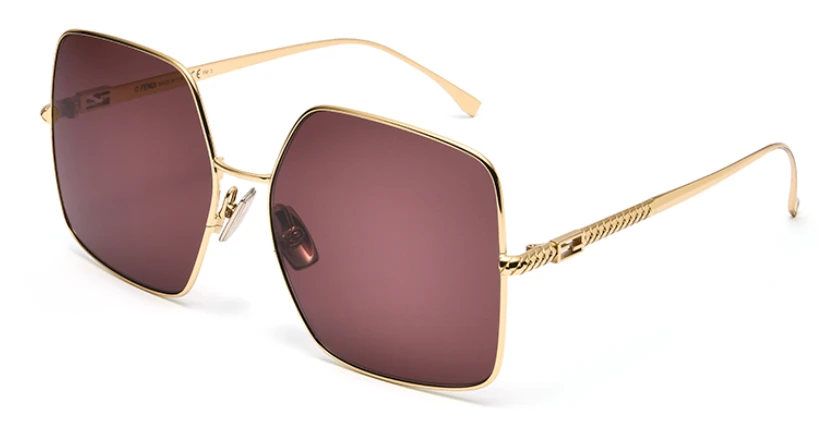 商品Fendi|FENDI 金色女士方形太阳镜 FDS-0439-S-001J0,价格¥1096,第1张图片