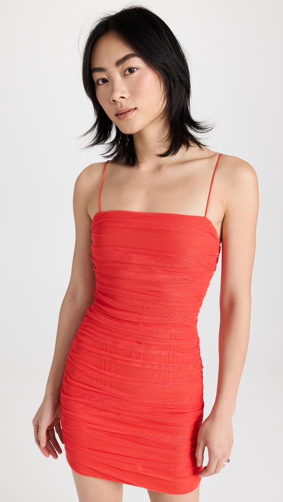 alice + olivia Cruz 抽褶肩带迷你连衣裙商品第2张图片规格展示