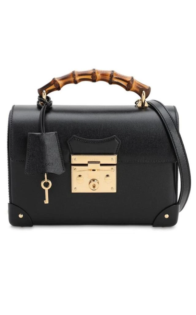 商品Gucci|Padlock Small Bamboo Black Shoulder Bag,价格¥24038,第1张图片