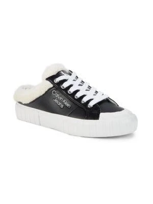 商品Calvin Klein|Veronik Faux Fur-Trim Backless Sneakers,价格¥149,第2张图片详细描述