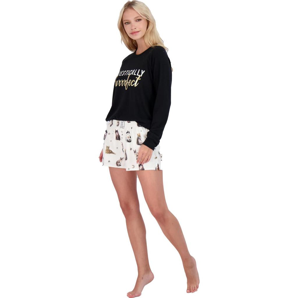 PJ Salvage Women's Long Sleeve Graphic Flannel Boxer Pajama Set商品第6张图片规格展示