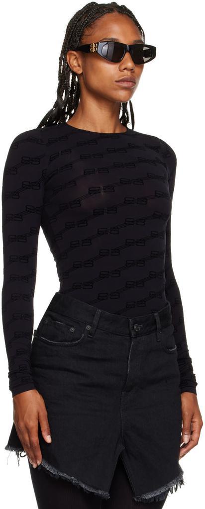 商品Balenciaga|黑色尼龙长袖 T 恤,价格¥5834,第4张图片详细描述