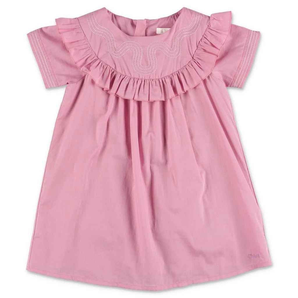 商品Chloé|Chloé Kids Ruffled Short Sleeved Crewneck Dress,价格¥1069,第1张图片详细描述