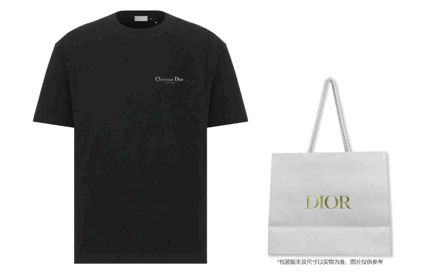 商品[国内直发] Dior|迪奥 迪奥 FW23 Logo字母印花破洞纯色休闲短袖T恤 男款,价格¥8584,第11张图片详细描述