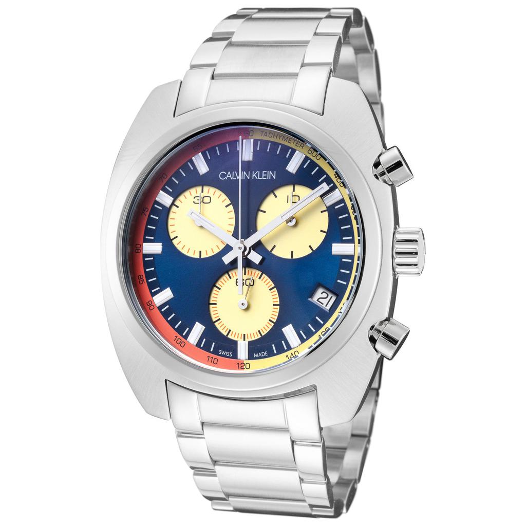 Calvin Klein Men's K8W3714N Achieve 43mm Blue Dial Stainless Steel Watch商品第1张图片规格展示