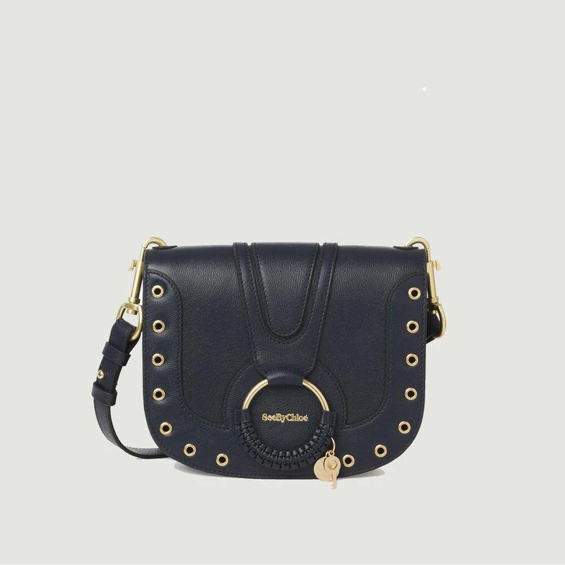 商品See by Chloé|Mini leather bag with eyelets Hana Graphite blue See by Chloé,价格¥1612,第1张图片