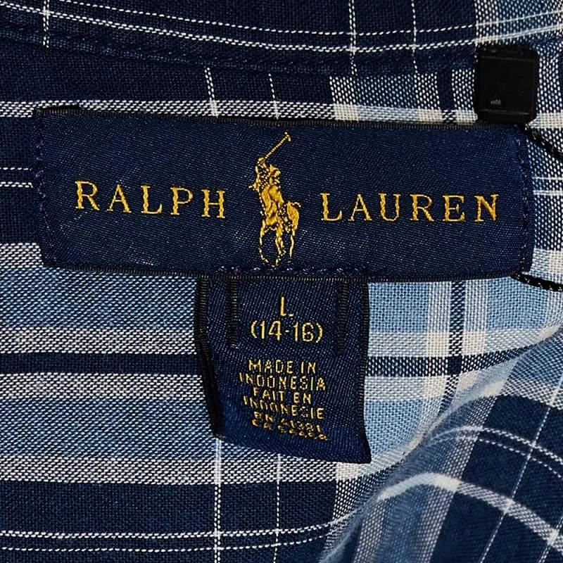 商品[二手商品] Ralph Lauren|Ralph Lauren Blue Checkered Cotton Button Front Shirt L,价格¥728,第4张图片详细描述