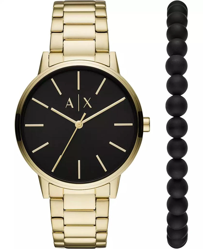 商品Armani Exchange|Men's Gold-Tone Stainless Steel Bracelet Watch 42mm Gift Set,价格¥1423,第1张图片