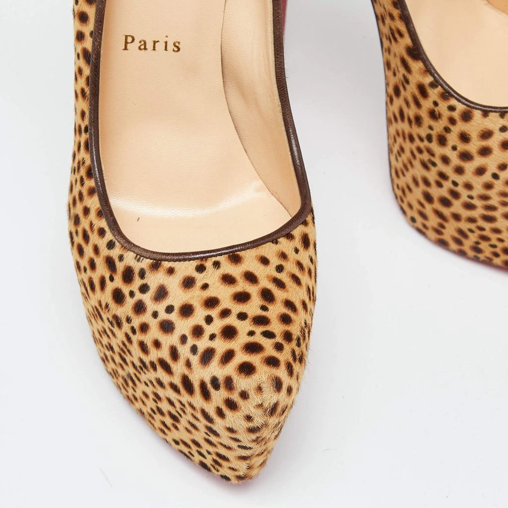 Christian Louboutin Beige/Black Leopard Print Calfhair Daffodile Platform Pumps Size 39 商品