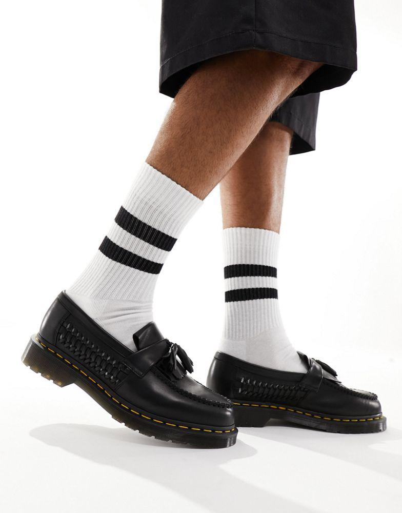 靴 Dr.Martens ADRIAN TASSEL LOAFER Adrian Yellow Stitch Leather Tassel Loafers in Black | Dr