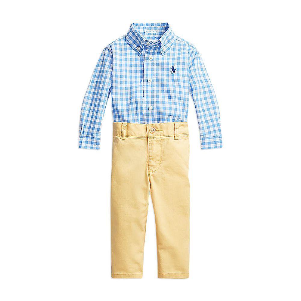 商品Ralph Lauren|Boys' Gingham Poplin Shirt & Chino Pants Set - Baby,价格¥524,第1张图片