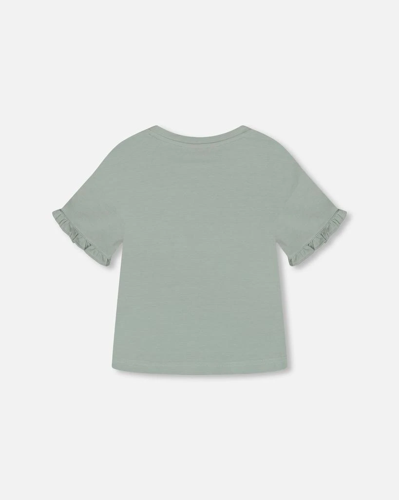 商品Deux par Deux|Organic Cotton Top With Print And Frills Olive Green,价格¥318,第3张图片详细描述