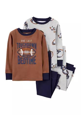 Toddler Boys 4-Piece Football 100% Snug Fit Cotton PJs商品第1张图片规格展示