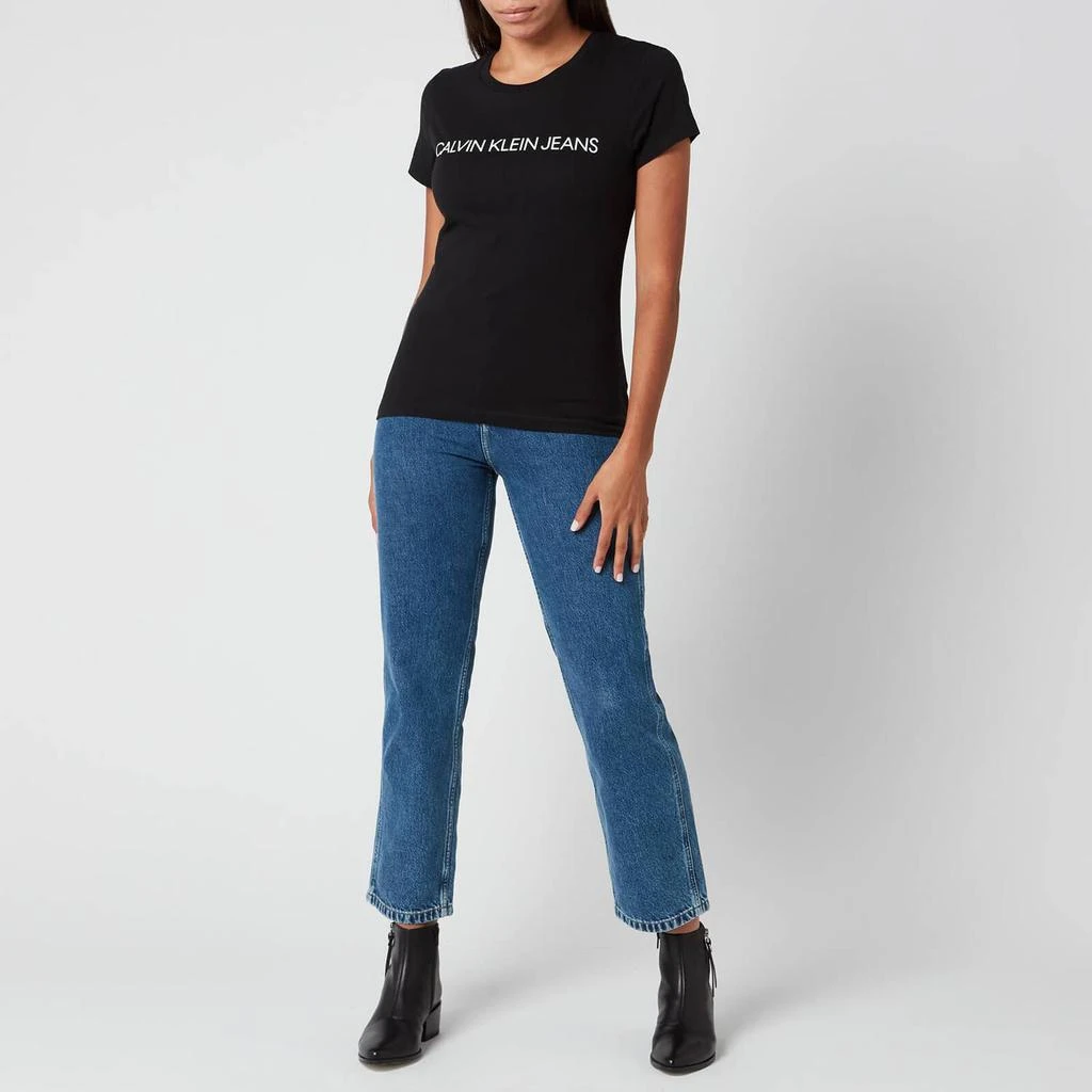 商品Calvin Klein|Calvin Klein Jeans Women's Institutional Logo Slim Fit T-Shirt - CK Black,价格¥182,第3张图片详细描述