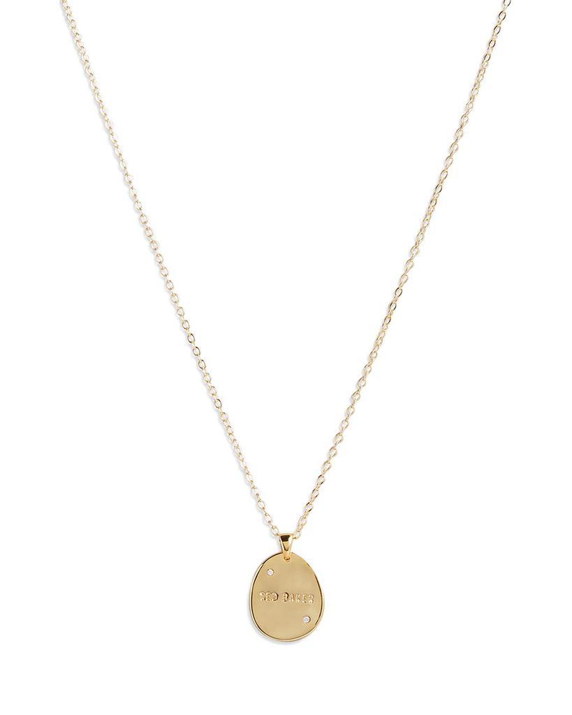 商品Ted Baker London|Pavé Logo Coin Pendant Necklace in Gold Tone, 16.5"-18.5",价格¥237,第1张图片