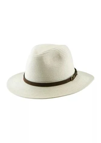 商品SCALA|Paper Braided Safari Hat with Leather,价格¥432,第1张图片