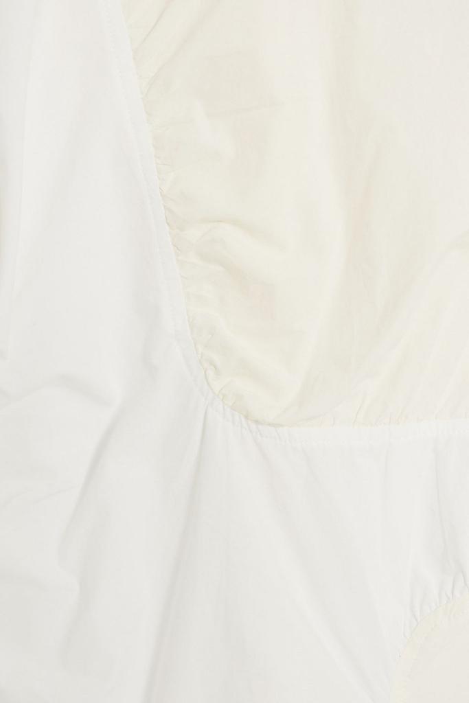 Gathered two-tone cotton-poplin blouse商品第4张图片规格展示
