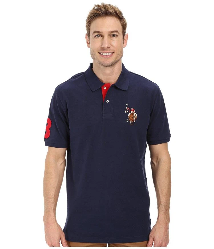 商品U.S. POLO ASSN.|Multicolor Double Rider Logo Solid Pique Polo,价格¥278,第1张图片