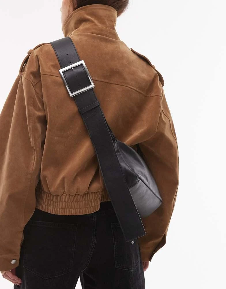商品Topshop|Topshop Charlie leather crossbody bag in black - BLACK,价格¥733,第2张图片详细描述