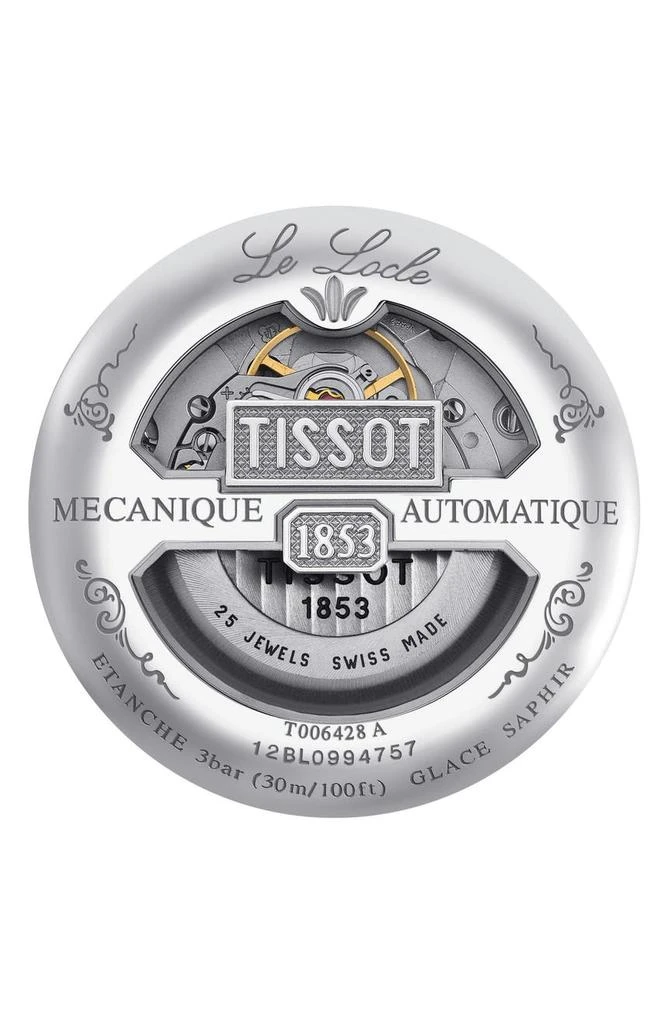 商品Tissot|Men's Le Locle Croc Embossed Leather Strap Watch, 39mm,价格¥3570,第3张图片详细描述