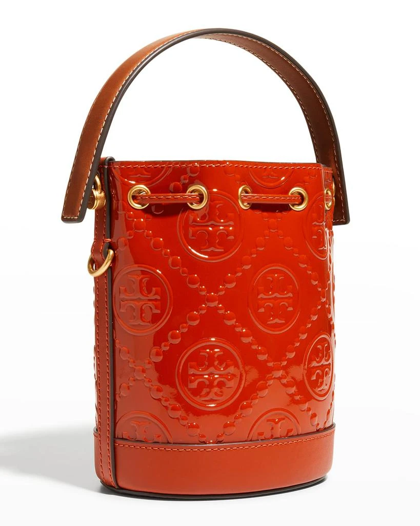 商品Tory Burch|Mini T Monogram Patent Embossed Bucket Bag,价格¥3691,第3张图片详细描述