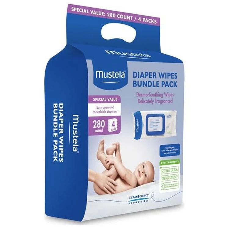 商品Mustela|Mustela Diaper Wipes Bundle Pack of 4,价格¥284,第1张图片