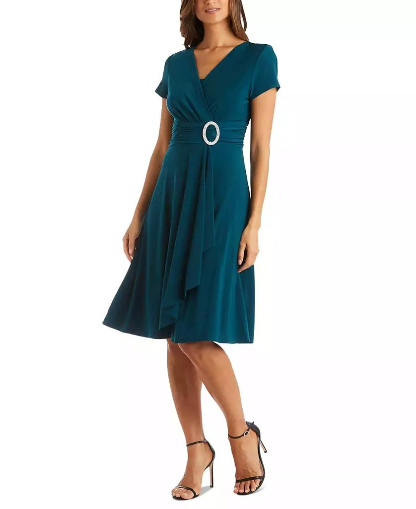 商品R & M Richards|R&M Richards Short-Sleeve Faux-Wrap Dress,价格¥727,第1张图片