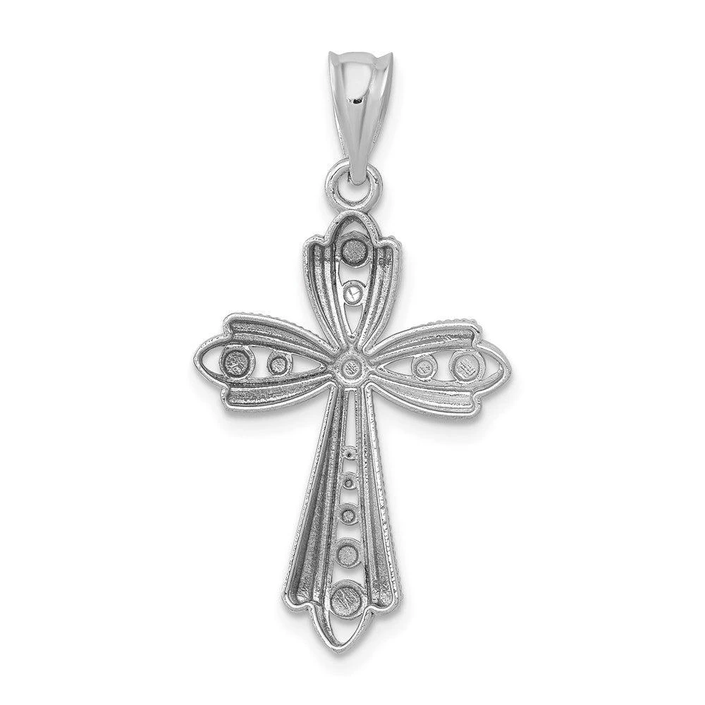 商品Diamond2Deal|14k White Gold Polished Diamond-Cut Fancy Cross Pendant,价格¥2201,第4张图片详细描述