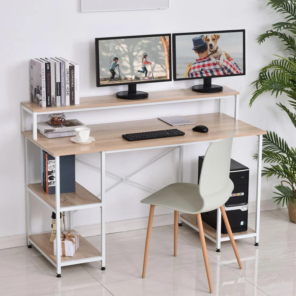 商品Simplie Fun|55 Inch Home Office Computer Desk Study Writing Workstation,价格¥2565,第3张图片详细描述