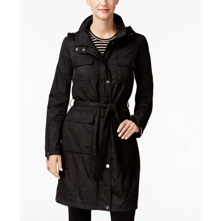 商品Tahari|Four-Pocket Belted Hooded Raincoat,价格¥973,第1张图片