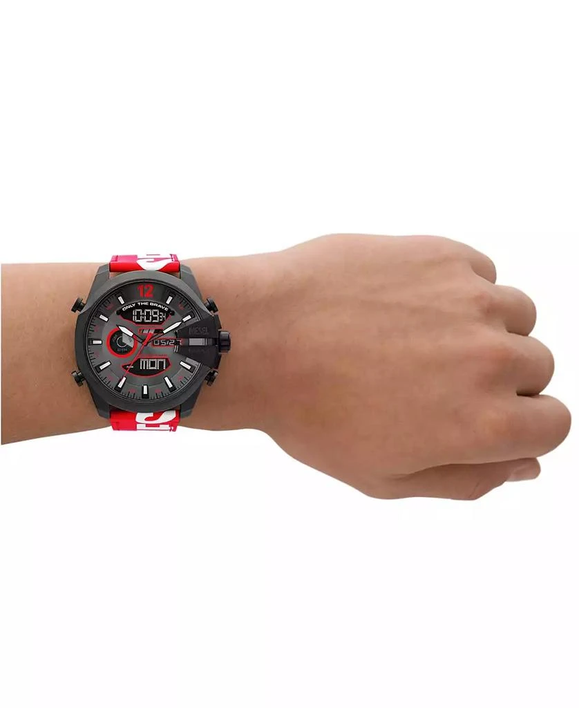 商品Diesel|Men's Mega Chief Digital Red Leather Watch 51mm,价格¥2093,第3张图片详细描述