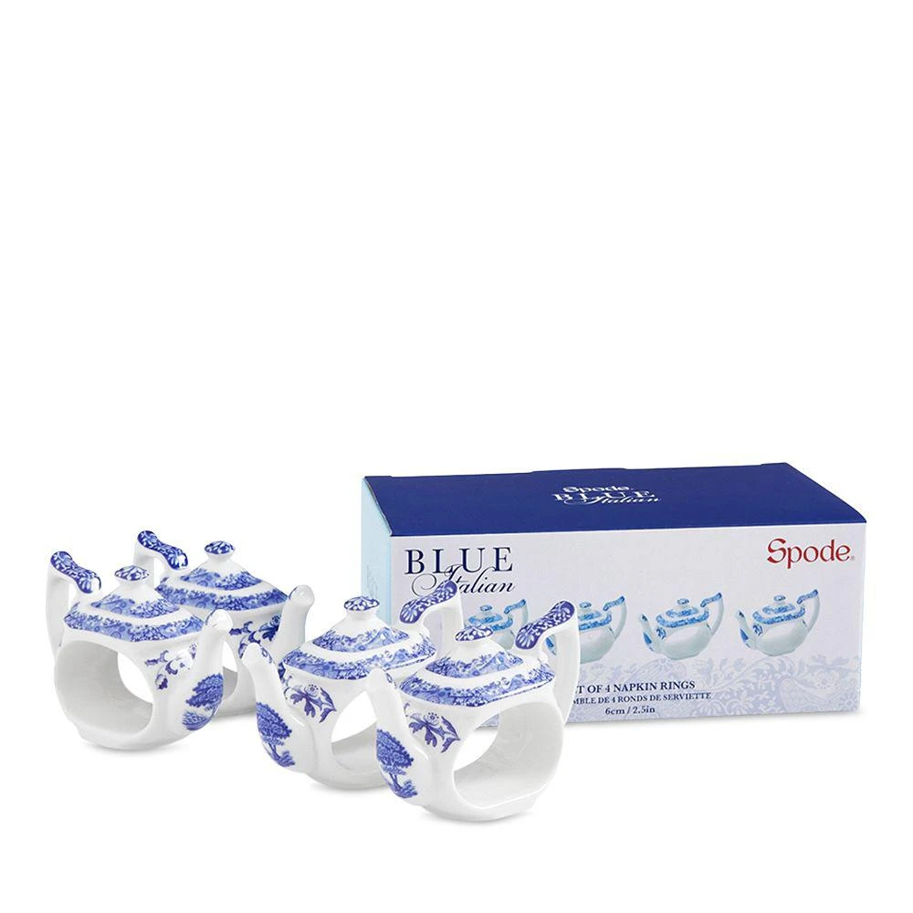 Blue Italian Teapot Napkin Rings - Set of 4 商品