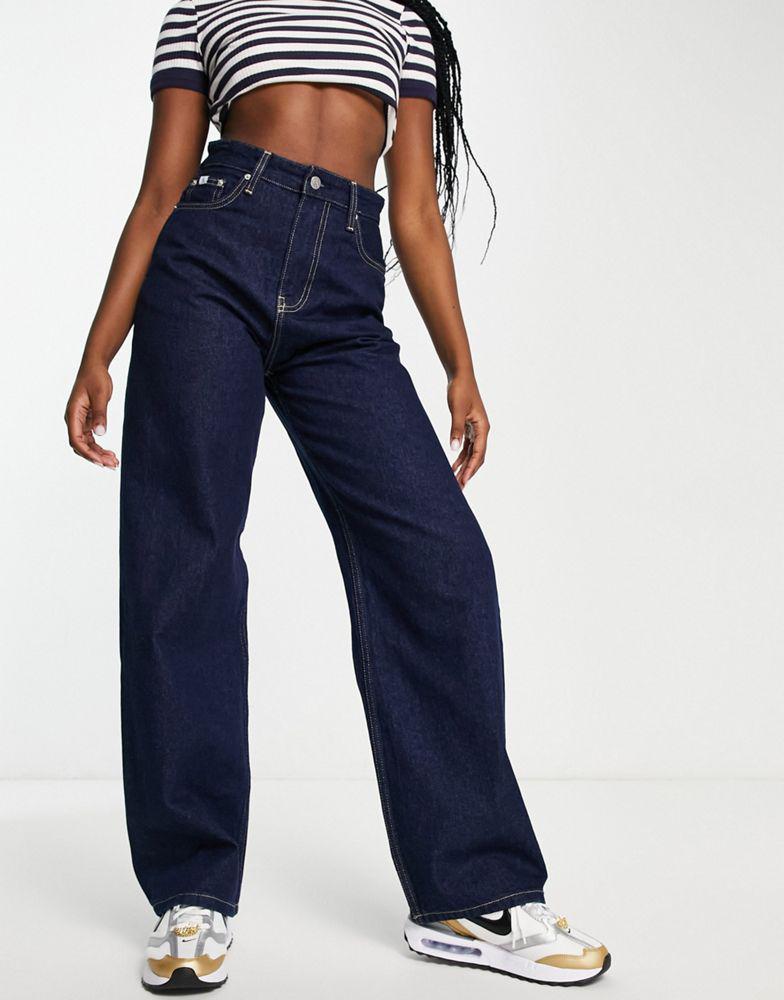 商品Calvin Klein|Calvin Klein Jeans high rise relaxed jeans in indigo wash,价格¥972,第1张图片