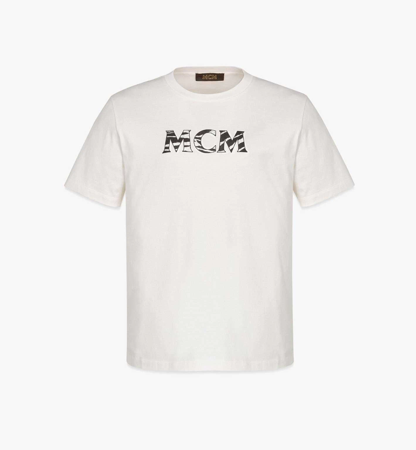 商品MCM|MCM Meta Safari Logo T-shirt 白色V女款MFTDSMM02WG00-EGRET,价格¥2009,第1张图片