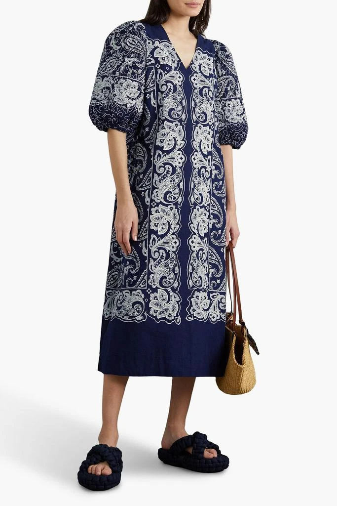 商品Sea|Theodora embroidered printed cotton-voile midi dress,价格¥1616,第2张图片详细描述