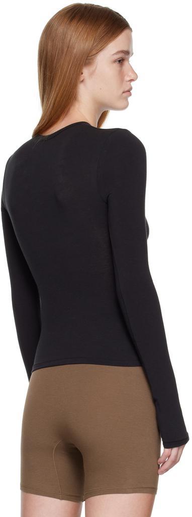 商品SKIMS|Black Cotton Jersey Longsleeve T-Shirt,价格¥524,第3张图片详细描述