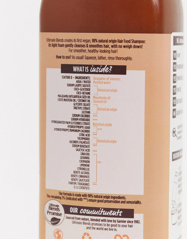 商品Garnier|Garnier Ultimate Blends Smoothing Hair Food Coconut Shampoo For Frizzy Hair 350ml,价格¥58,第2张图片详细描述