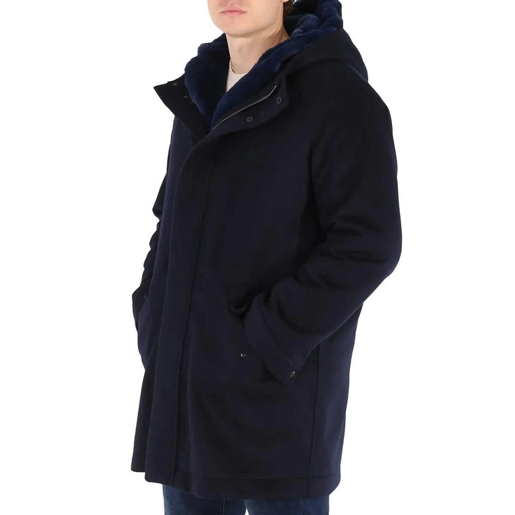 商品Emporio Armani|Emporio Armani Mens Blue Removable-lining Hooded Coat, Brand Size 52,价格¥2303,第2张图片详细描述