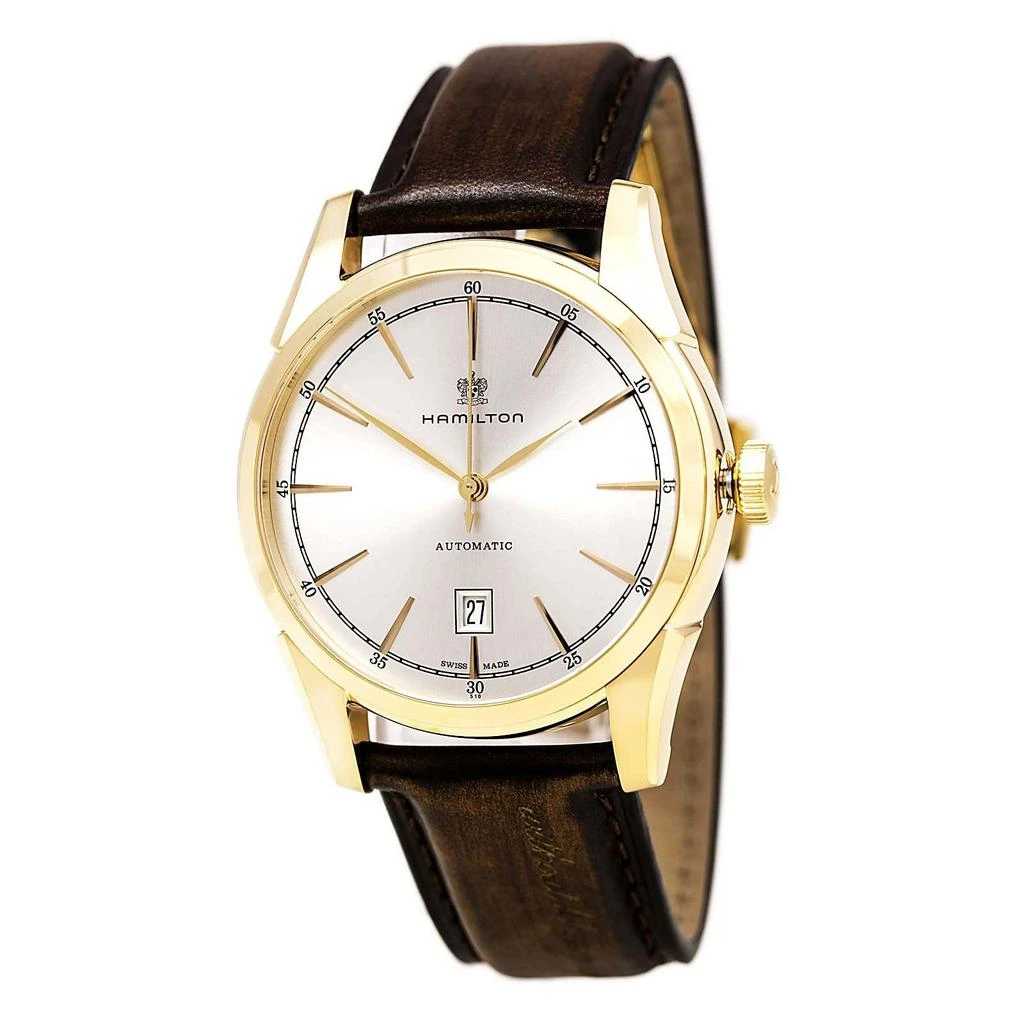 商品Hamilton|Hamilton H42445551 Men's Spirit of Liberty Brown Leather Strap Silver Dial Automatic Watch,价格¥3633,第5张图片详细描述