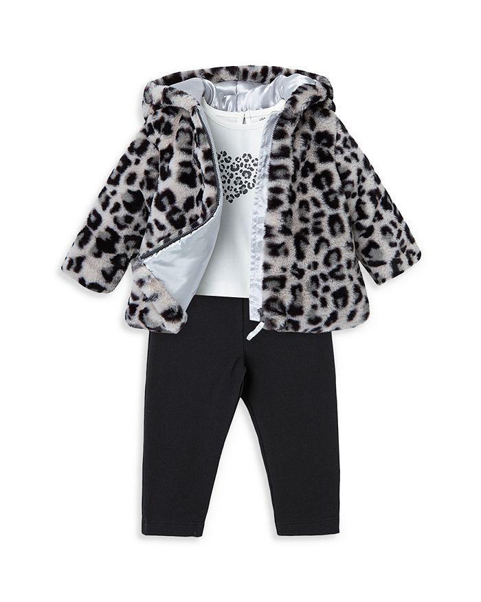 商品Little Me|Girls' Leopard Faux Fur Jacket, Top & Leggings Set - Baby,价格¥503,第5张图片详细描述
