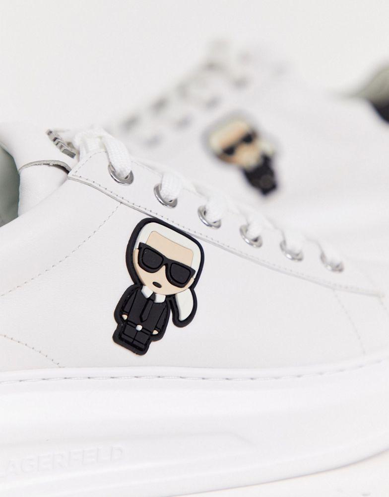 Karl Lagerfeld Kapri Ikonic white leather platform sole trainers with black trim商品第3张图片规格展示