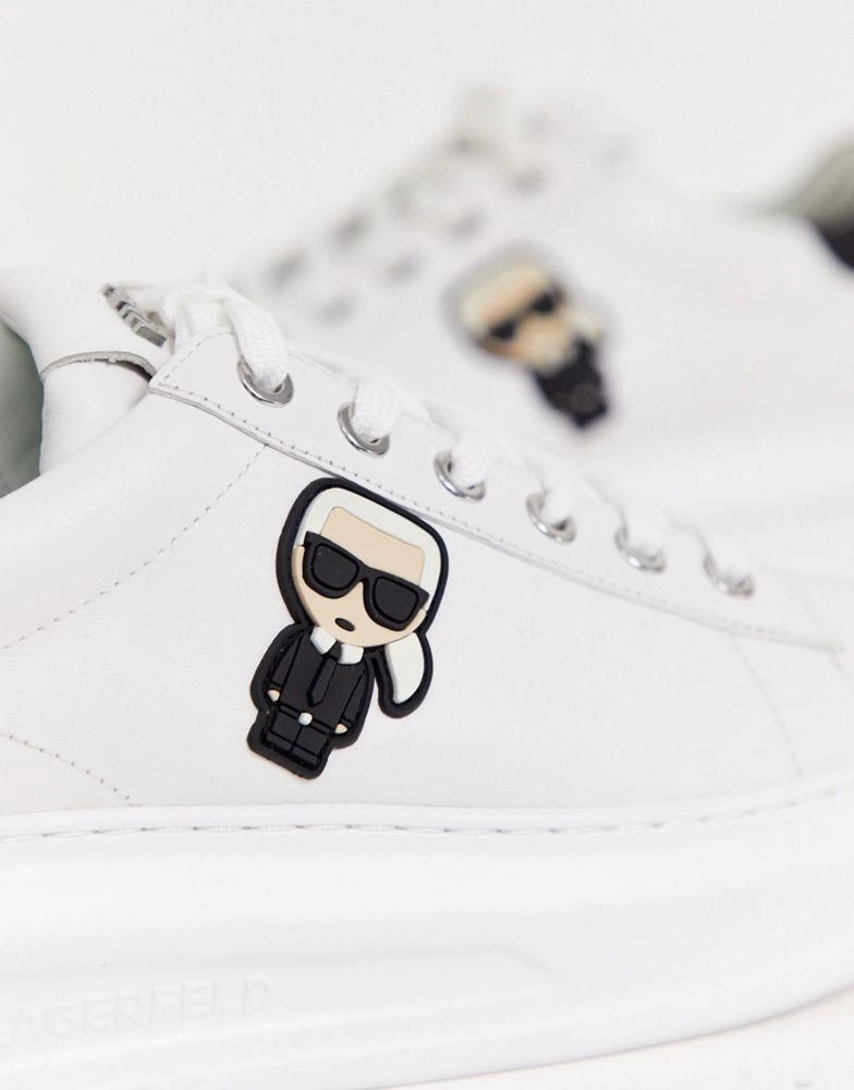 商品Karl Lagerfeld Paris|Karl Lagerfeld Kapri Ikonic white leather platform sole trainers with black trim,价格¥1557,第3张图片详细描述