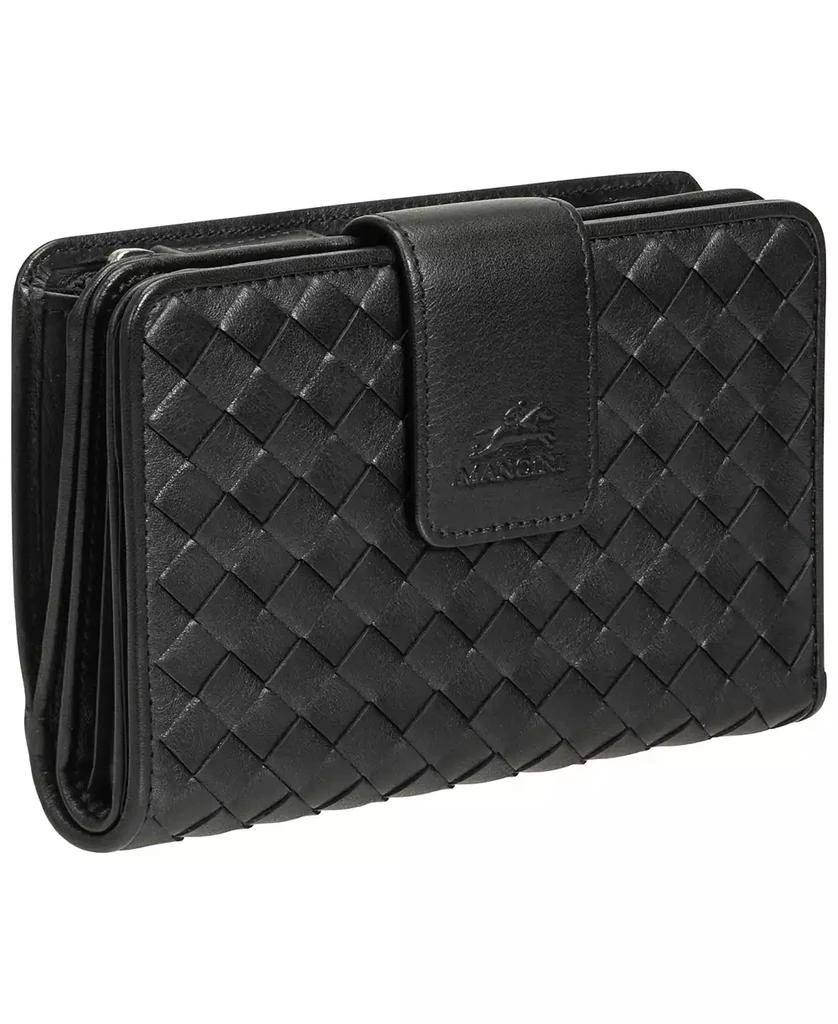 商品Mancini Leather Goods|Women's Basket Weave Collection RFID Secure Mini Clutch Wallet,价格¥810,第2张图片详细描述