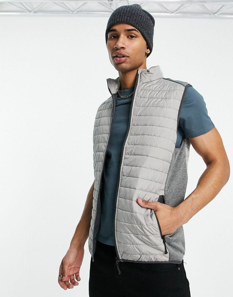 商品Jack & Jones|Jack & Jones Essentials puffer gilet in grey,价格¥284,第1张图片