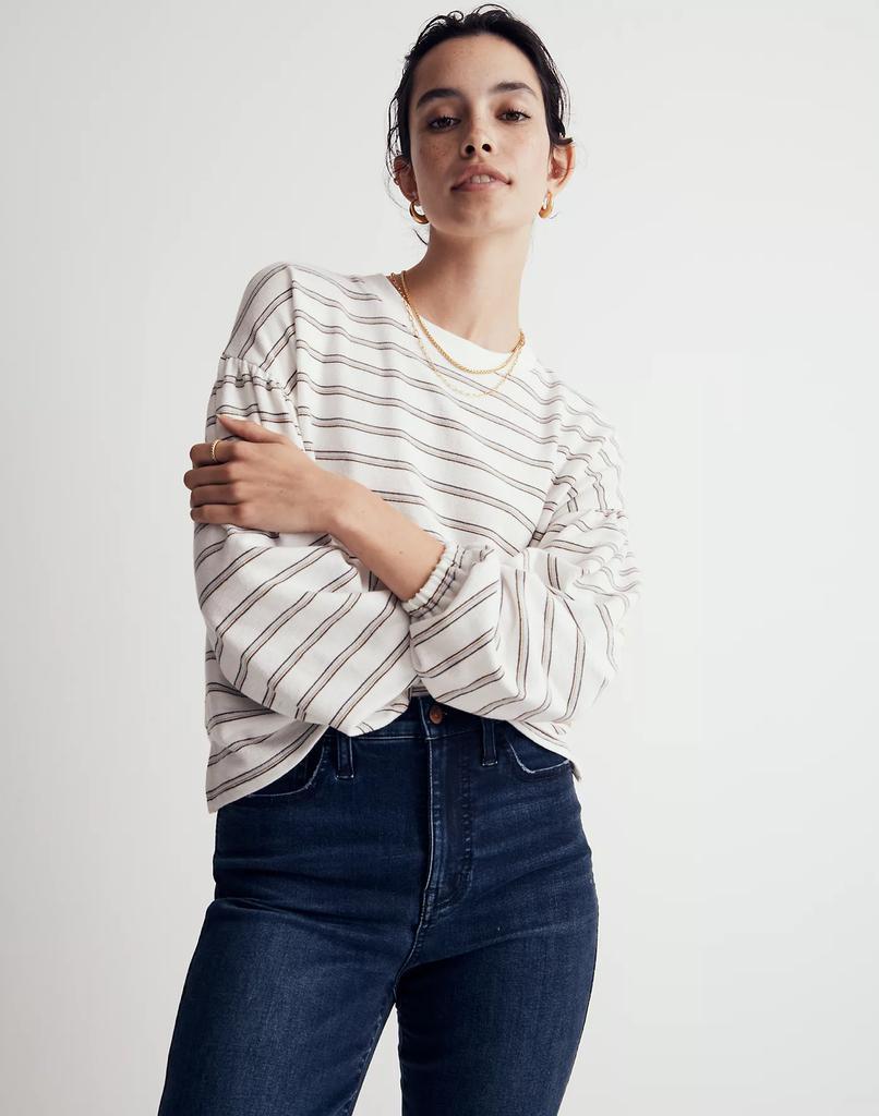 商品Madewell|Cotton Long-Sleeve Tee in Stripe,价格¥516,第3张图片详细描述